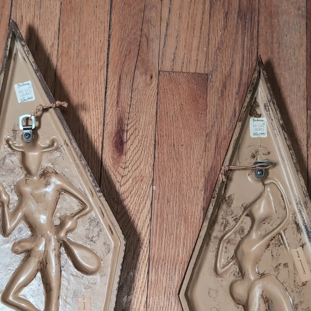 Turner Mfg. Co. Jester Harlequin Dancer Wall Plaques Mid-Century Modern 20in